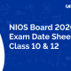 NIOS Board 2020 Exam Date Sheet for Class 10 and 12